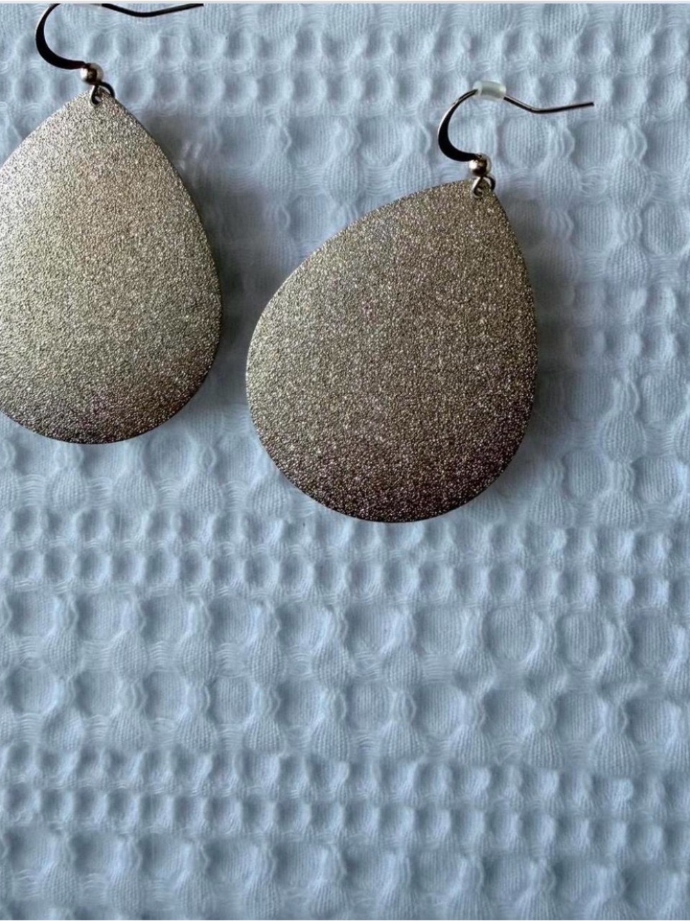 Charming Charlie Glitter Teardrop Earrings in Gold